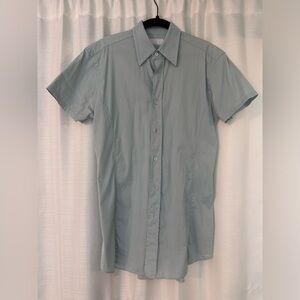 Prada Men’s Button Up Short Sleeve Shirt Teal